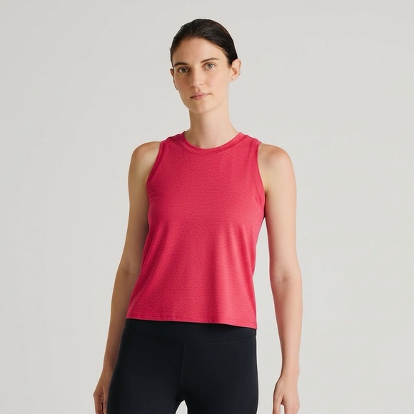 Quince Tops - Quince Flow-Knit Breeze High Neck Activewear Tank Size Small Heather Coral